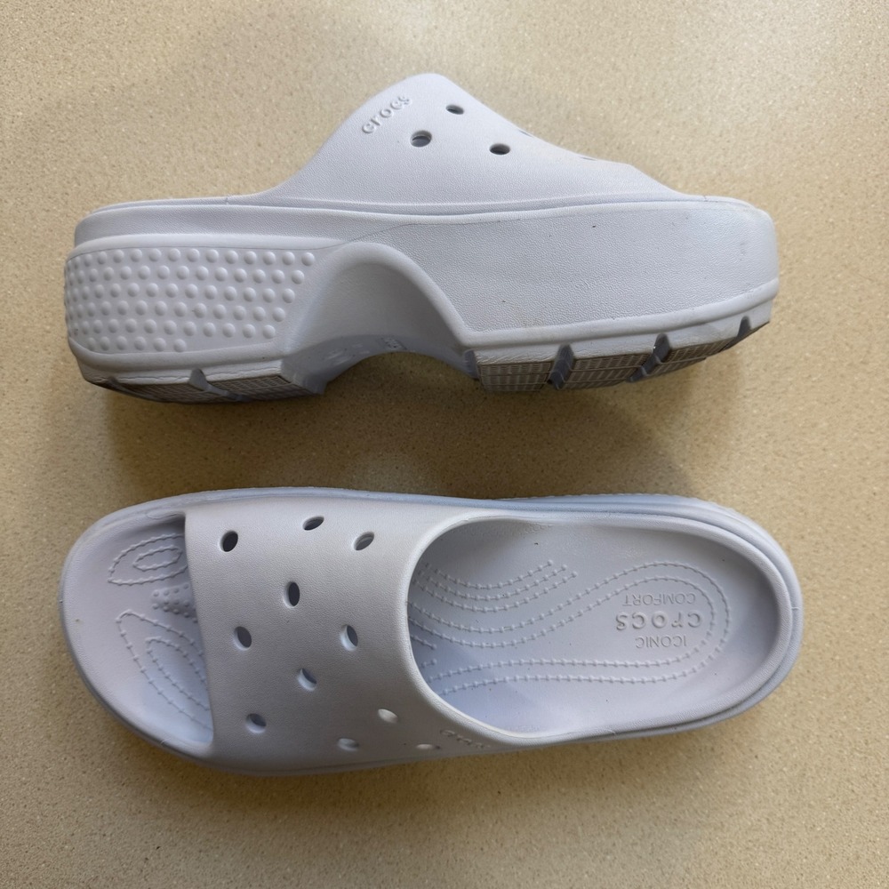 Crocs Classic Crush Slide Platform Sandals Lavender Women 10 Men 8 207670-5PS
